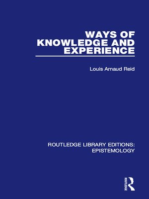 cover image of Ways of Knowledge and Experience